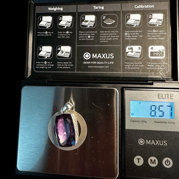 Large Emerald Cut Amethyst Sterling Silver Necklace - Picture 9 of 11